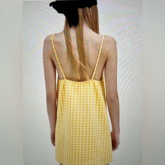 Zara Gingham Spaghetti Strap Dress Small - Picture 2 of 5
